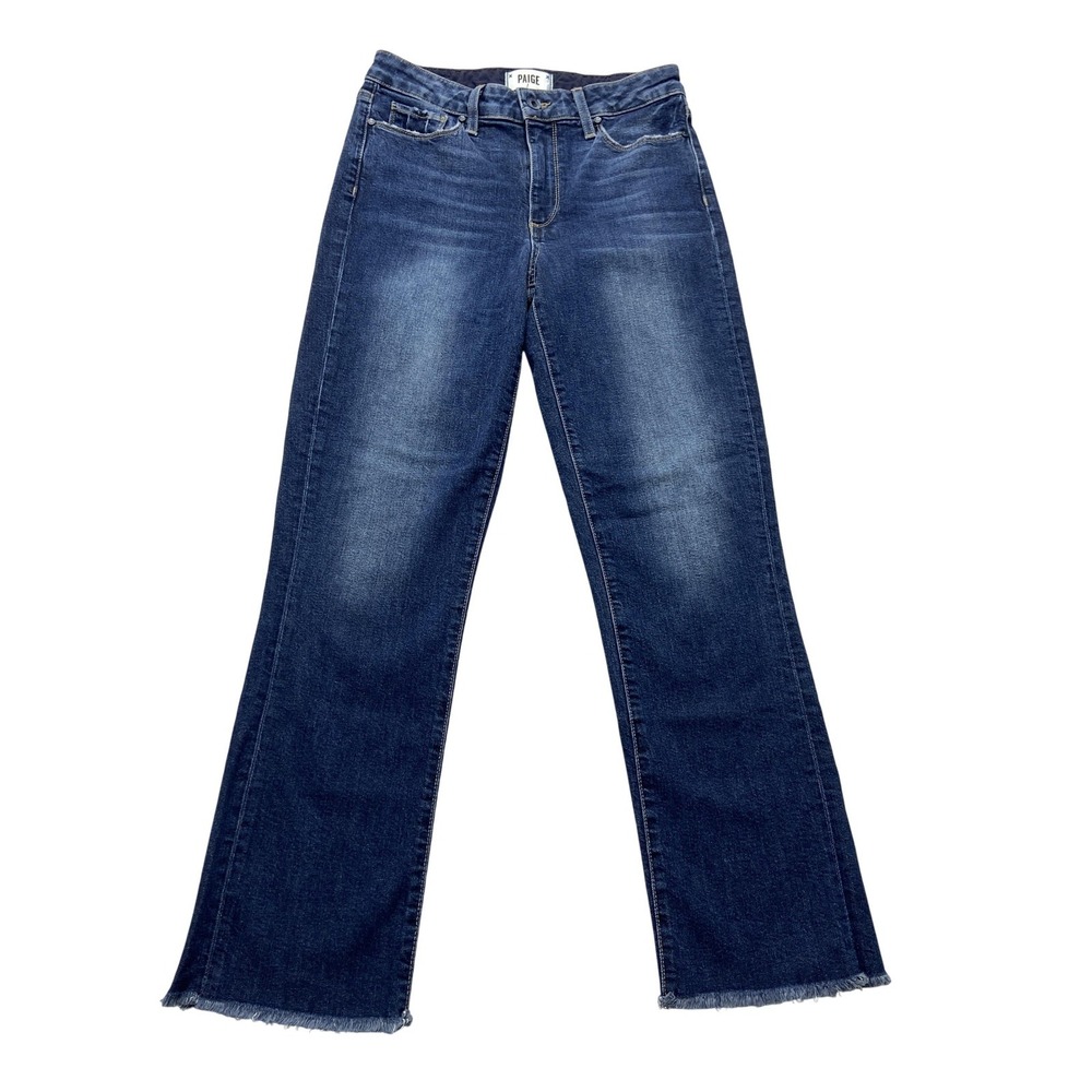 Paige Womens Jacqueline Straight Jeans 27‎ Blue Raw Hem Stretch Made in USA